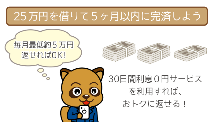 毎月の返済が5万円程度でも5ヶ月で完済可能！
